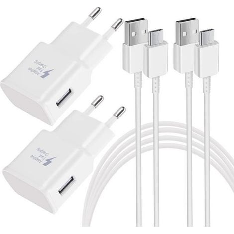 Chargeur rapide USB-C - Samsung - Lot de 2 - 1,5 m - Compatible Galaxy S8 à S22 - Blanc (1/4)