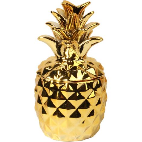 Kleine Ananasdose aus Keramik in Goldfarbe (1/3)