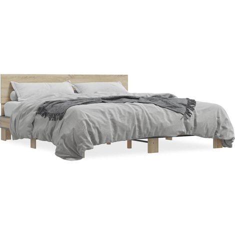 Maison Exclusive - Bettgestell Sonoma-Eiche 200x200 cm Holzwerkst (1/5)