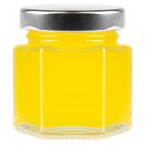 Barattolo esagonale in vetro da 30 ml per spezie e miele (1/5)
