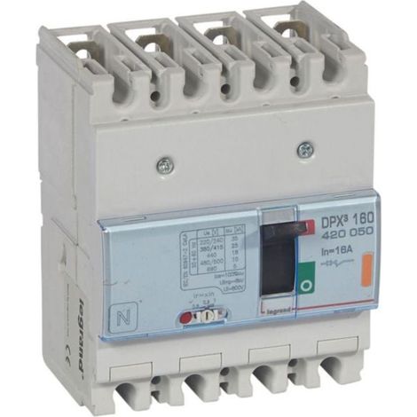 Disjoncteur magnétothermique DPX³160 pouvoir de coupure 25kA 400V - 4P - 16A - LEGRAND