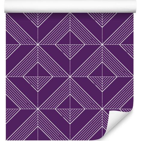 Carta da parati con rombi geometrici viola e prugna, sfondo viola 50x1000 cm (1/5)