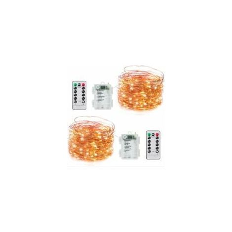 Guirlande Lumineuse LED - 100 Ampoules - 10 M - Alimentation Pile - Pour Décoration Intérieure et Extérieure - Lot de 2 (1/5)