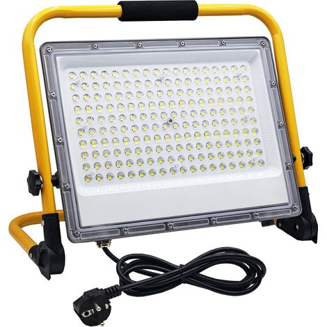 Projecteur LED Chantier avec 2M Câble, Lampe Chantier avec Prise, Projecteur Chantier Led Lampe 15000LM, IP66 Étanchéité, 6500K, Support Pliable Portable, pour Ateliers, Chantiers, Garages (1/5)