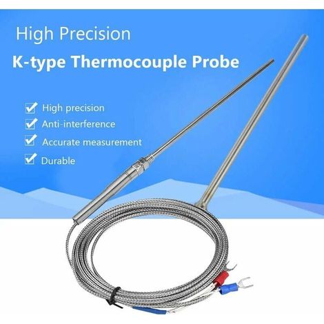 Sondes de capteur de thermocouple, contrôleur de température Capteur de thermocouple haute température de type K (3 m) (1/4)
