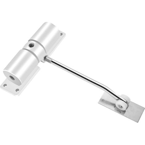 Ferme-porte automatique à ressort réglable pour porte intérieure avec tige de réglage et vis (blanc) (1/5)