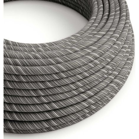 Creative-Cables, Cavo elettrico rivestito in tessuto, Sezione 2 x 0,75 mm², Nero Mélange ERC37, 50 m, Rotondo, Cotone