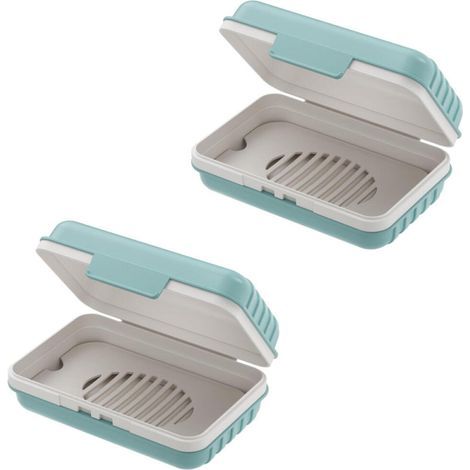 Bathroom soap dish, travel soap box with lid for gym, camping, travel toiletries, blue, 2 pieces (1/5)