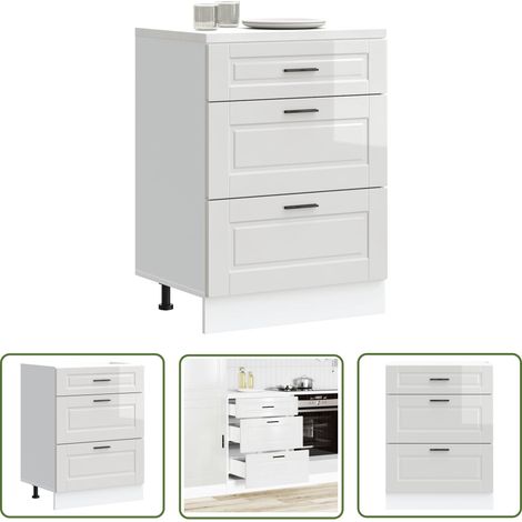 vidaXL Küchenunterschrank Porto Hochglanz-Weiß Holzwerkstoff (1/5)