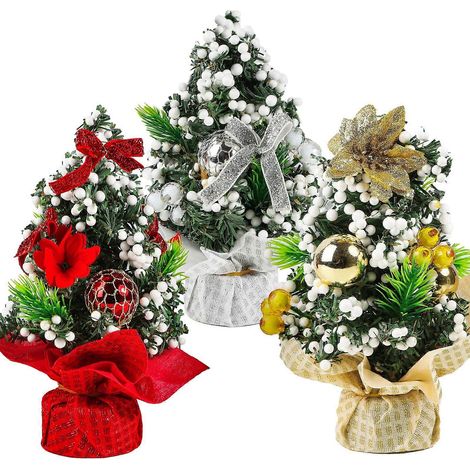 Lot de mini sapins de Noël artificiels pour décoration de table ou de bureau (1/5)