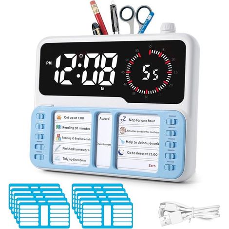 Visueller Timer für Kinder Zeitmanagement-Tool für Kinder mit Autismus und ADHS mit digitalem Alarm Pomodoro-Timer Aufgabenplaner Lautloser für (1/5)
