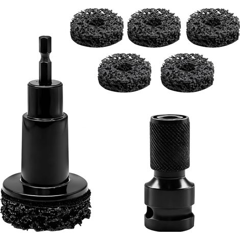 Élimination Rapide de Rouille Kit Nettoyage Moyeu de Roue et 5 Disques, Adaptateur 1/2 Pouce pour Visseuse, Outil de Restauration de Jantes Auto pour un Montage de Roue Sûr et Précis (1/5)