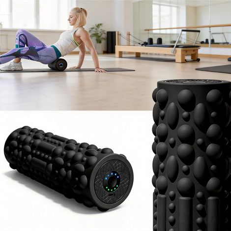 Rouleau électrique en mousse, rouleau de massage vibrant pour les muscles, rechargeable par USB avec 5 intensités de vibration, masseur de tissus profonds pour pieds et corps entier (1/5)