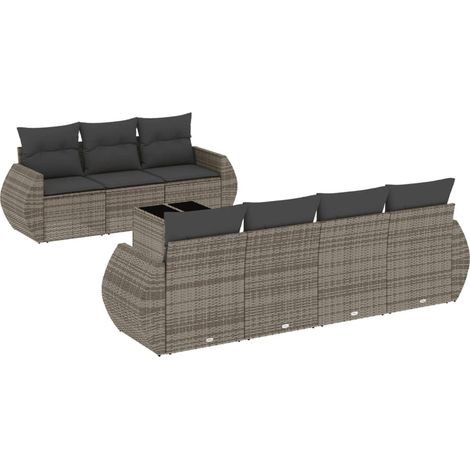 Maison Exclusive - 8-tlg. Garten-Sofagarnitur mit Kissen Grau Pol (1/5)