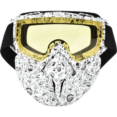 Masque de protection anti-buée et anti-vent pour moto avec bande élastique (verres jaunes) (1/5)