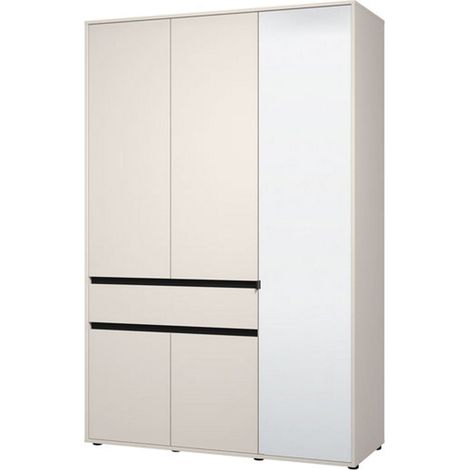 Guardaroba 3 Ante Ilbono, Armadio Camera da Letto 5 Ripiani, un Cassetto, Appendiabiti, 138x54.5 cm Bianco