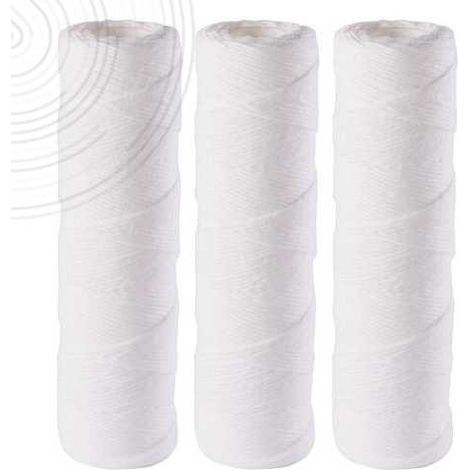 Lot de trois cartouches bobinées 9''3/4 25µ 101238 - AquaFiltr - Pour Anti-tarte électrique et Filtration de l'eau - Merkur