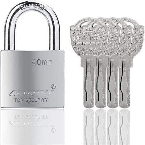 Vorhängeschloss 40mm mit 4 Schlüsseln, robust, wasserdicht, gehärteter Edelstahl, rostfrei