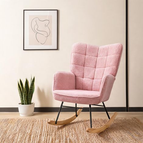 Fauteuil coloris rose en polyester acier 71 x 98 x 101 cm (1/5)