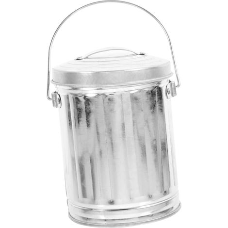 Ciieeo Mini Poubelle De Bureau Métallique Avec Couvercle, Petite Corbeille à Papier Compacte, Acier Inoxydable, Usage Bureau Cuisine, Poubelle De Table Pratique Et Légère
