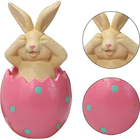 Décoration de Pâques : Lapin assis sur une coquille d'œuf – cadeau pour les enfants et les amis – décoration lapin en résine (1/5)