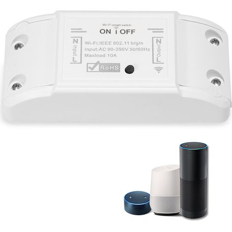 Interrupteur Wi-Fi intelligent, compatible avec Amazon Alexa et minuterie, 10 A/2200 W, interrupteur à distance sans fil pour le contrôle des appareils électriques via une application Android/iOS, mod (1/5)