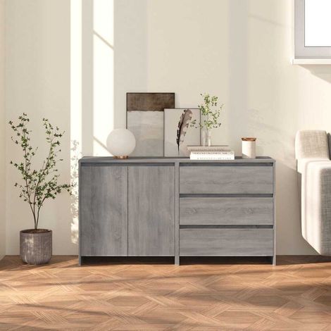 Lot de 2 Buffets Bahut Meubles de rangement Commode Sonoma gris Bois d'ingénierie BV760229 - BonneVie (1/5)