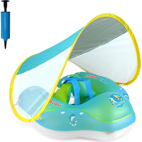 ZOLGINAH Babyschwimmring, Baby-Pool-Schwimmsitz mit abnehmbarem Verdeck, aufblasbarer Schwimmring für Kinder, Baby-Pool-Schwimmring für 6-36 Monate (L) (1/5)