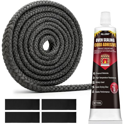 50ML Colle Refractaire, 2.5m Joint en Fibre de Verre, Double Etanchéité (1/5)