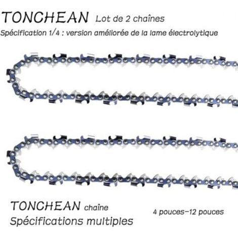 Guide et chaîne pour tronçonneuse,Lot de 2 chaînes de tronçonneuse Faible Rebond 1/4 32 maillons pour tronçonneuse (5pouces)Lame à 16 sections——Lame galvanisée améliorée (1/5)