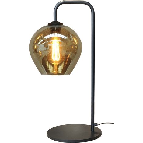 Lampe de table noire Quinto avec verre fumé - 4262-05-05-3