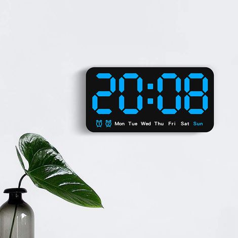 Reloj despertador LED minimalista, reloj electrónico, reloj multifuncional con sensor de temperatura, apto para colocar sobre una mesa o en la pared. (1/2)