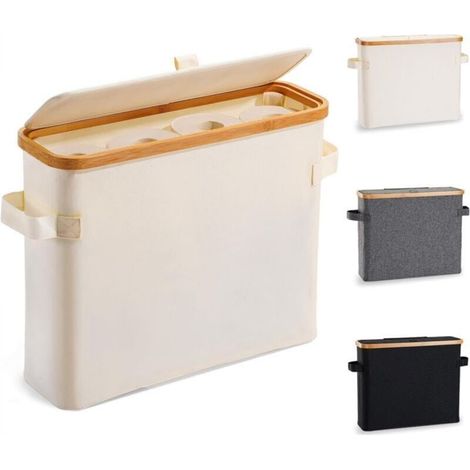 Un panier de rangement pour rouleau de papier toilette, blanc cassé, 451535cm, avec couvercle, pliable. (1/4)