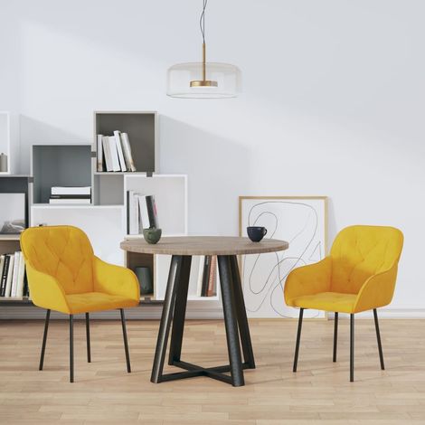 vidaXL Sedie da Pranzo 2 pz Gialle in Velluto (1/6)