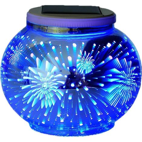 3D Solar Lampe Nachtlicht, Glaskugel Lampe RGB Solar Laterne Tischlampe Garten Deko Atmosphäre Beleuchtung Baby Kind Schlafzimmer Wohnzimmer Nachttisch Balkon Indoor Outdoor