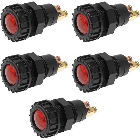 5pcs Voyant d'avertissement Panneau de Tableau Bord de Voiture Lampe Rouge 12 V/24V M16 Voyant de Fil Voyant d'avertissement Tableau de Bord Automobile