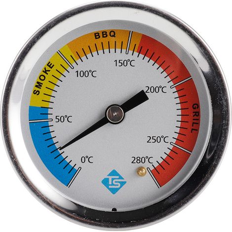 Termómetro analógico, termómetro para barbacoa, parrilla de acero, termómetro para barbacoa, ahumador de carbón, termómetro para temperatura de carne, termómetro para horno de pizza, 0-280 ℃ (1/5)