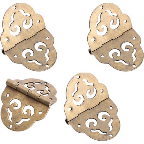 Charnières en Laiton Vintage 4 Pièces pour Meubles et Boîtes en Bois Charnières Décoratives Creuses Ovales Compatibles Finition Patinée Antique (1/5)