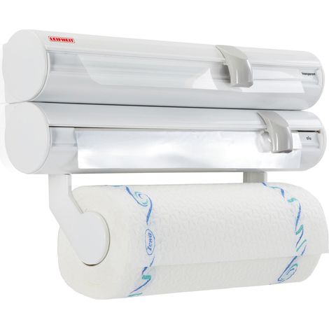 Leifheit – Dérouleur mural Rolly Mobil – Support amovible pour rouleaux – Découpe propre avec lames spéciales – Adapté à tous les rouleaux standards
