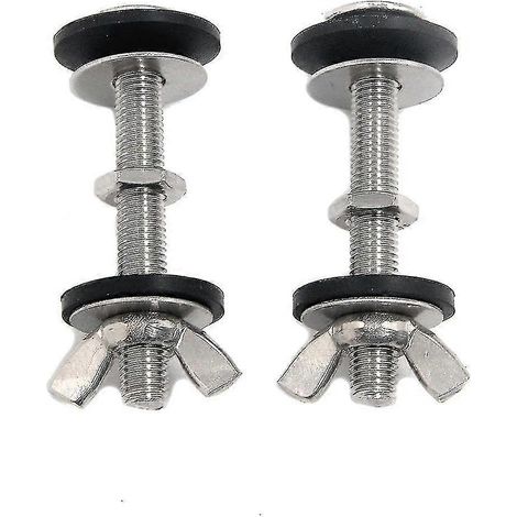 Boulon de fixation pour cuvette de toilette, kit de boulon avec rondelle en caoutchouc et écrou papillon, boulon de fixation en acier inoxydable pour abattant de toilette, kit de fixation pour réservo (1/5)