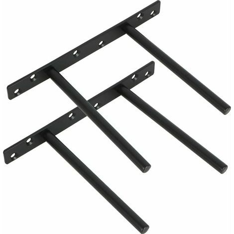 2er-Pack unsichtbare schwebende Regalhalterungen, Metallhalterung für an der Wand montierte, verdeckte schwebende Holzregale, Edelstahl, mattschwarzes Finish, 2 Stück (1/4)