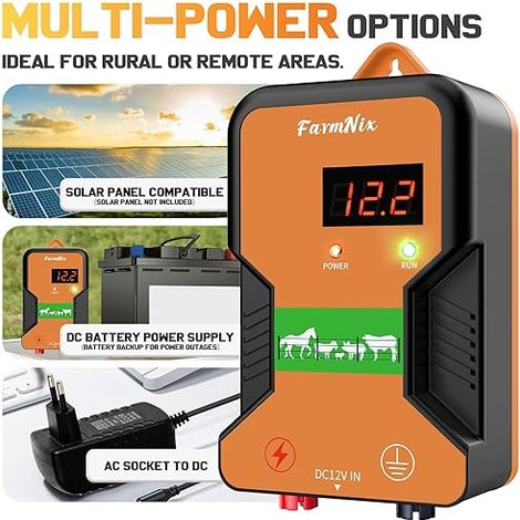 ClôTure éLectrique Pour Animaux de bétail de / 12kv  230V alimentation électrique de clôture de branchement pour la prévention de la faune, ferme, volaille, jardin (1/4)
