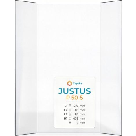 Vitre Justus P 50-5 - Verre Prismatique pour poêle à bois - (85 + 210 + 85) x 433 mm (L2+L1+L3 x H1) - 4 mm