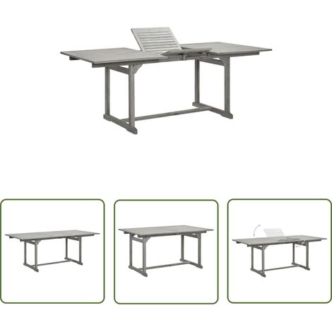 The Living Store Table à dîner de jardin (150-200)x100x75cm Bois d'acacia massif - Table De Jardin - Table Extensible - Acacia Massif - Mobilier De Jardin - Table Repas Extérieur (1/6)