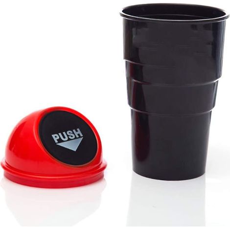 Poubelle de voiture portable rouge avec porte-gobelet - Universal Voyager Mini (1/3)