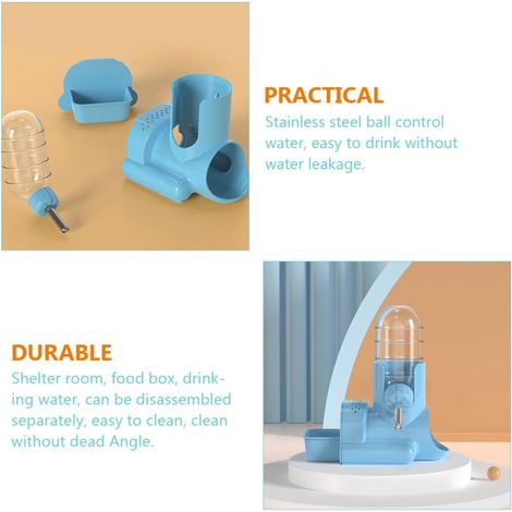 Abreuvoir Vertical Anti-Fuite Bouteille d'eau Pratique Distributeur d'eau Réutilisable Bleu, Bille INOX Contrôlant Le Débit pour Hamster et Petits Animaux pour Cage et Usage (1/4)