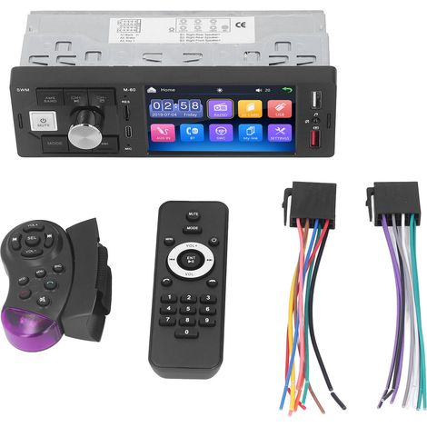 Autoradio MP5 Écran Tactile 4-en-1, Lumières de Touche 7 Couleurs, Entrée AUX, Lecteur Multimédia pour Voiture (1/5)