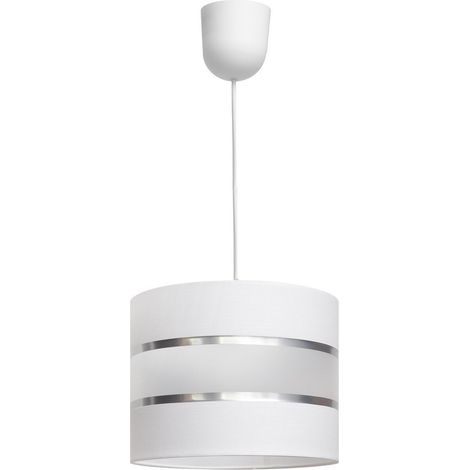 Helam HELEN Plafonnier Suspension Cylindrique Blanc, Argent 20cm