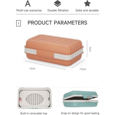 Porte-Savon Voyage - Couvercle Hermétique - Drainage Automatique - PP PE - 11,5 x 6,4 x 4 cm - 1 Pièce (1/4)