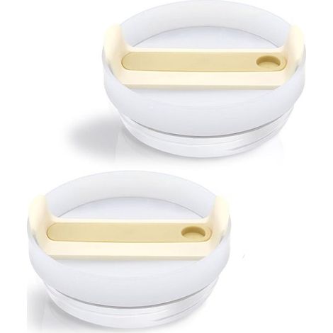 Coperchi in silicone in 2 pezzi per tazze da 40 oz - Sigillanti e a prova di perdite, confezione di ricambio per coperchi di tazze di grande capacità - Beige (1/2)